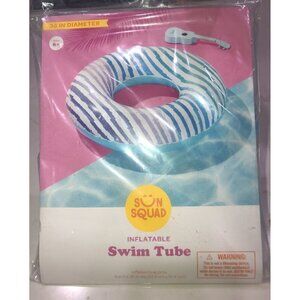 Sun Squad Inflatable Swim Tube 9in H x 36in  Diameter With Stripes, Age 6+